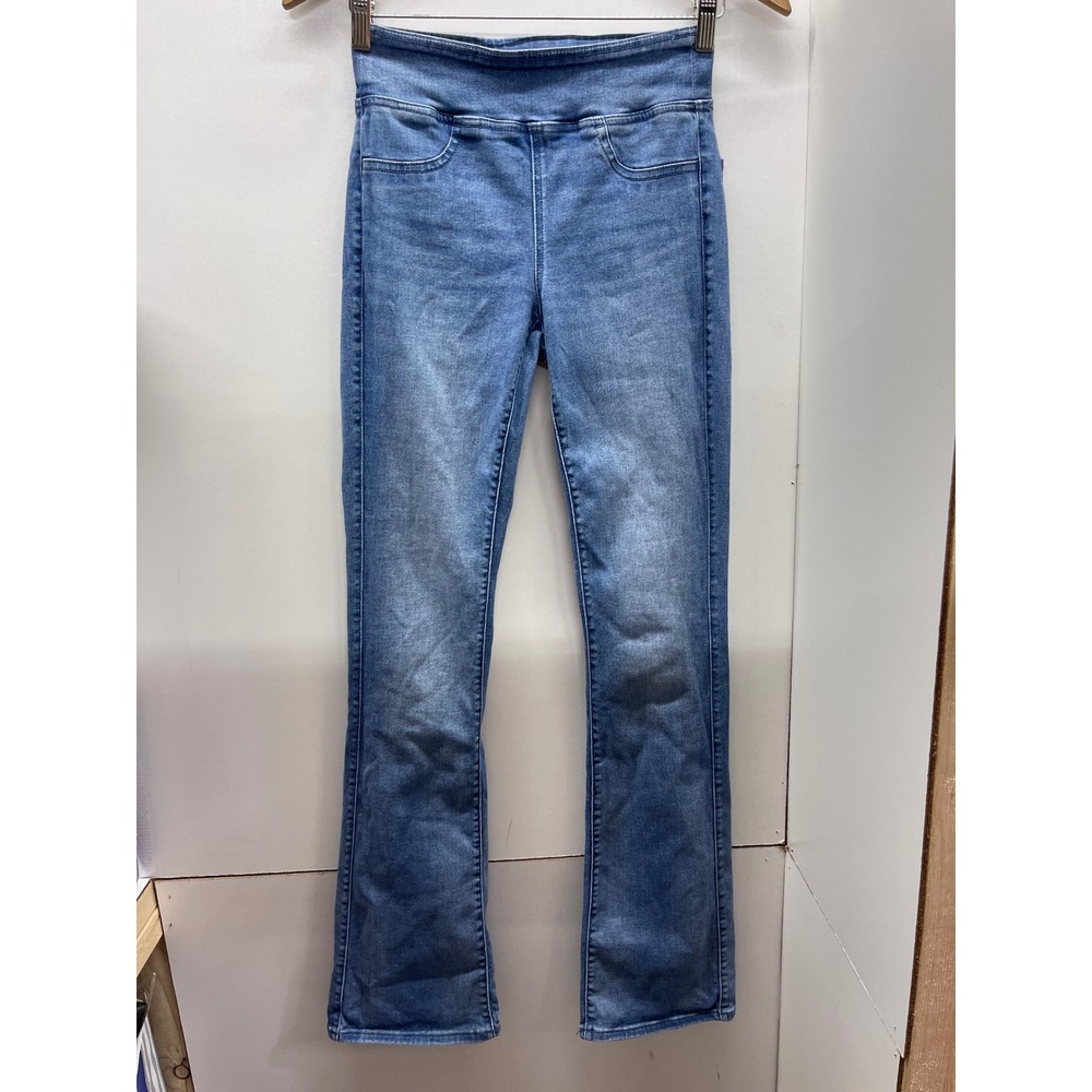 American Eagle Pull On Flare Jeans Medium Wash Blue XS Long High Waisted